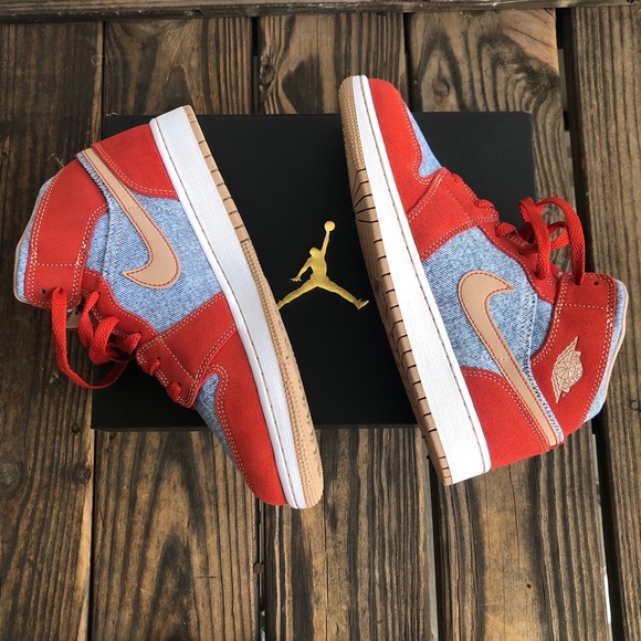 Air Jordan 1 Mid - “Denim Red” - Picture 2 of 11